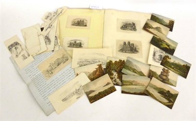 Lot 168 - A Late Georgian/Early Victorian Scrap Album, containing engravings, watercolours, embossed...