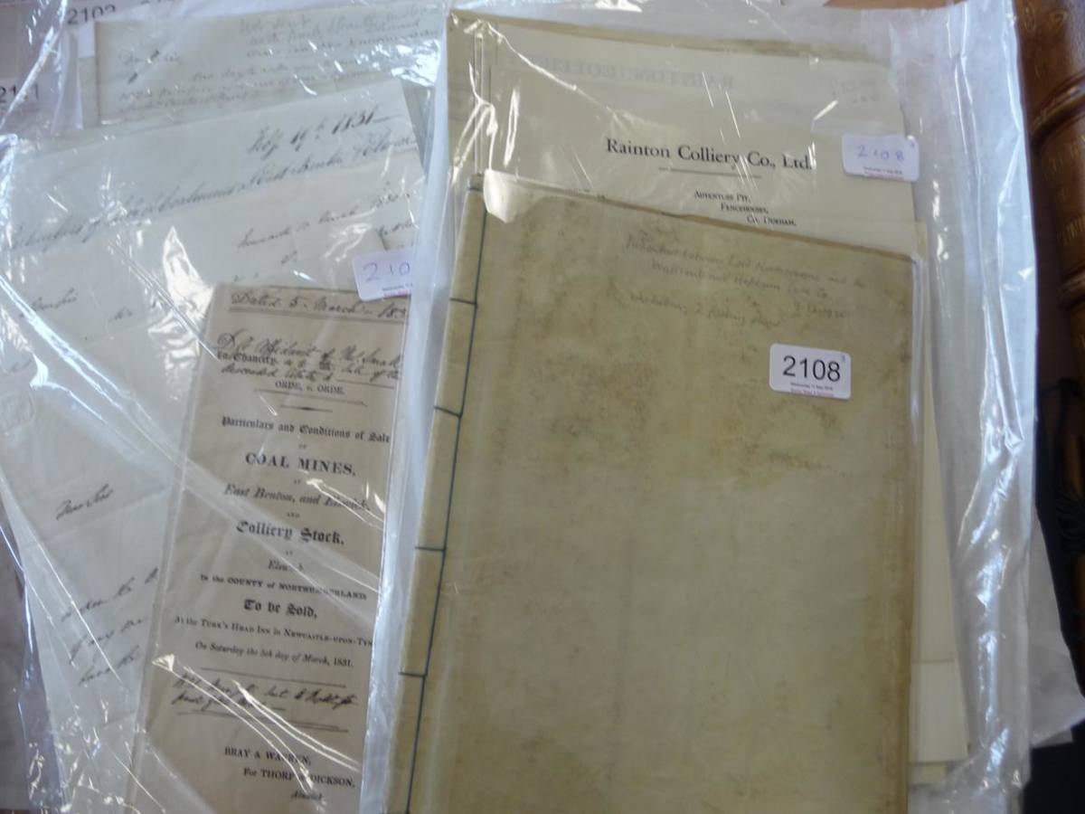 Lot 2108 - Mining Indentures Relating to Coal mining in North-East England, comprising; A lease between...