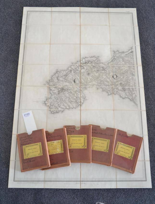 Lot 2120 - Ordnance Survey - Cornwall Sheets 29 to 33, 1813, five folding maps, four published by Lt. Col....