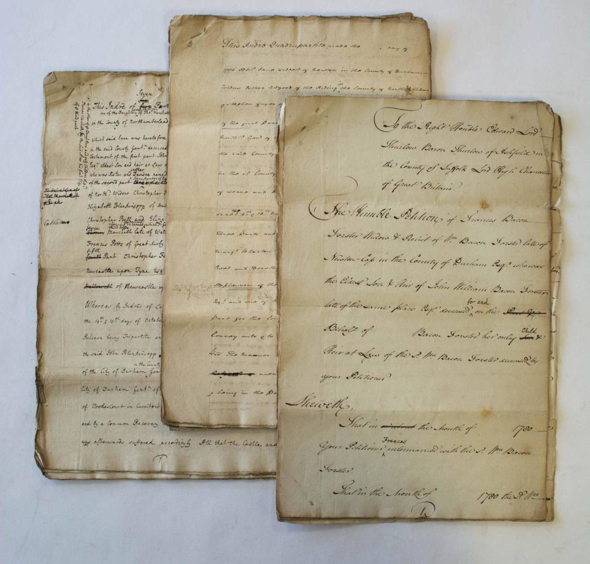 Lot 175 - Coal Mining Interest Three handwritten draft late 18th century legal documents (3)
