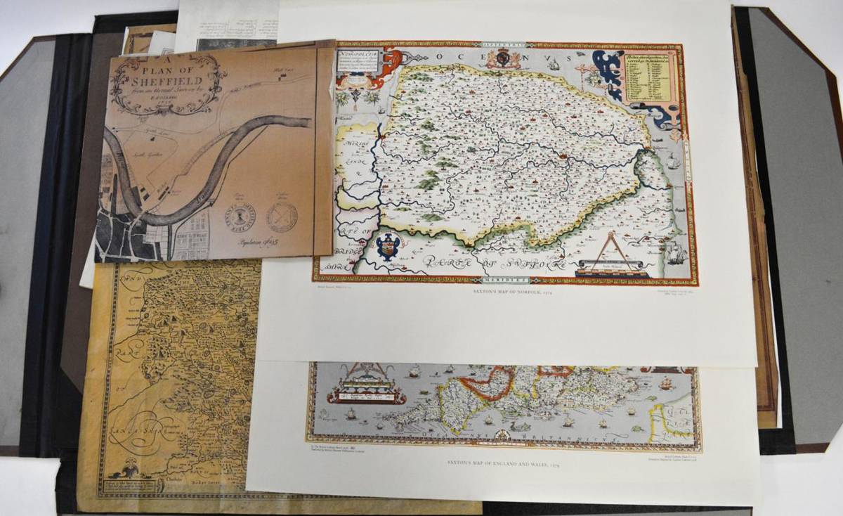 Lot 274 - A collection of Antiquarian maps and prints including Bowen road maps, Yorkshire related,...