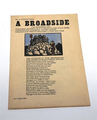 Lot 33 - Yeats (E.C.)  A Broadside for September, 1911. Published Monthly by E.C. Yeats at the Cuala...