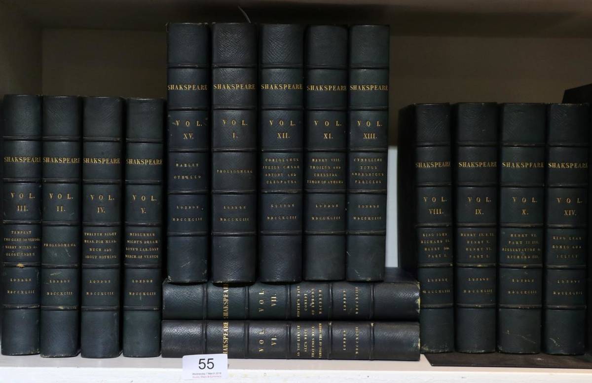 Lot 55 - Shakespeare (William) The Plays of William Shakspeare, in Fifteen Volumes .... to which are...