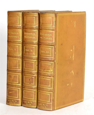 Lot 75 - Cicero Orationes, 1519, Venice; Aldus, three volumes, all edges gilt, full calf by Aitken
