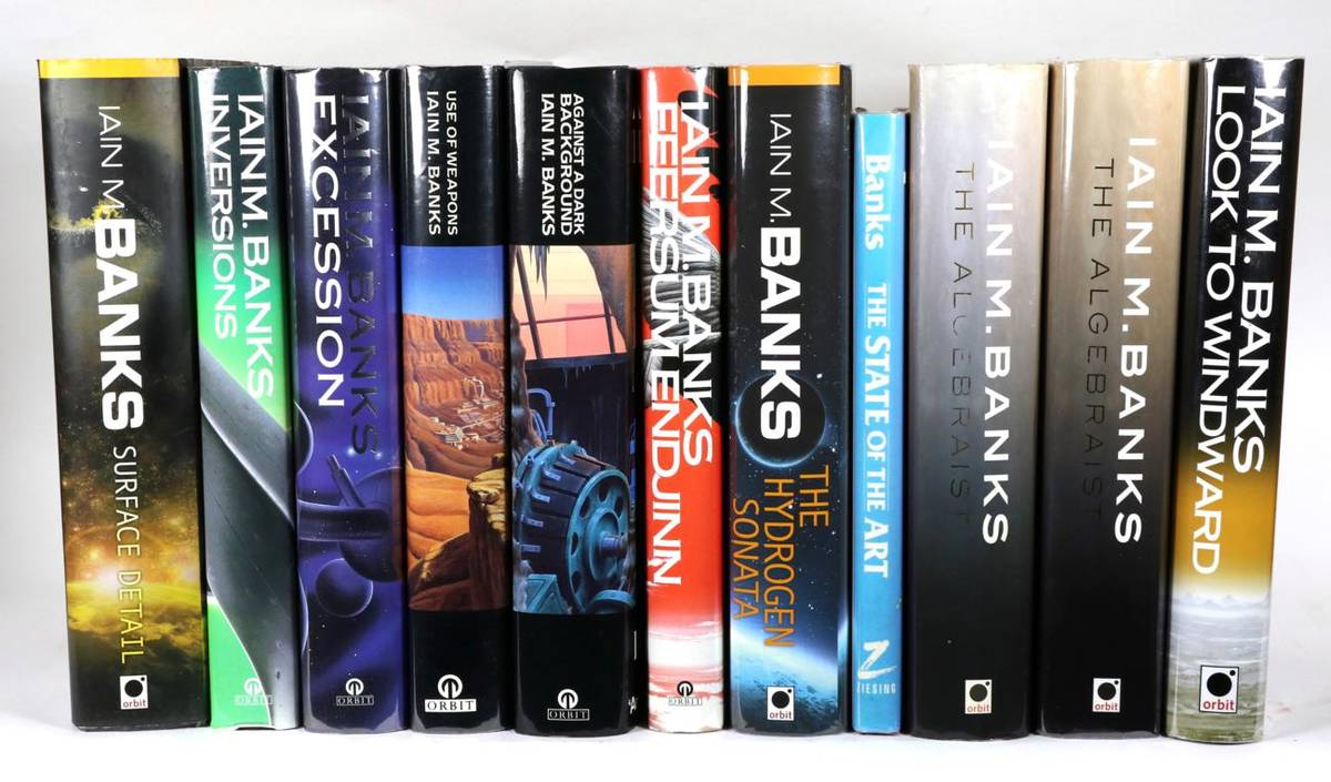 Lot 33 - Banks, Ian M. A collection of the ten Science Fiction titles; Look To Windward (signed),...