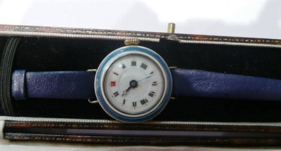 Lot 8 - Ladies silver and enamel wristwatch