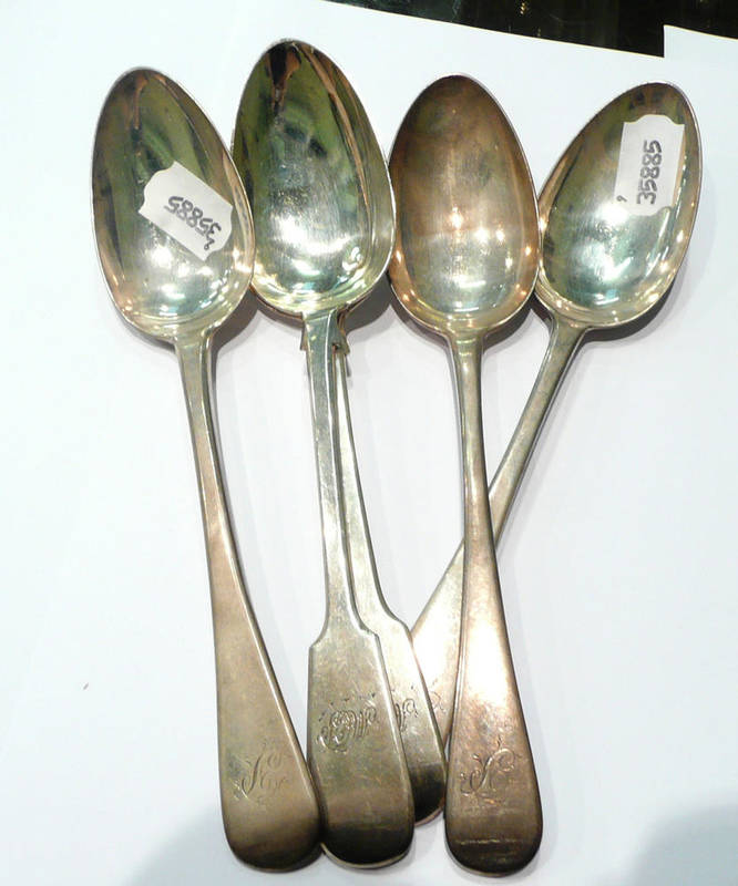 Lot 22 - Five assorted silver tablespoons, approx 13oz