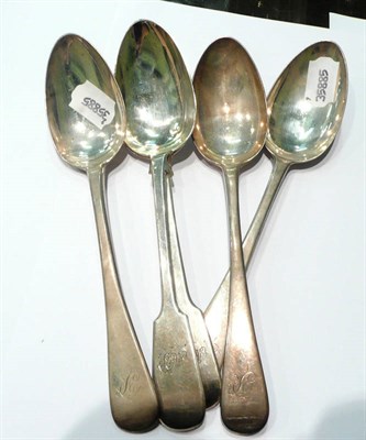 Lot 22 - Five assorted silver tablespoons, approx 13oz