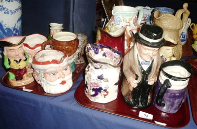Lot 53 - Two trays including a Royal Doulton Winston Churchill toby jug, a Carlton Ware 'Rouge Royale'...