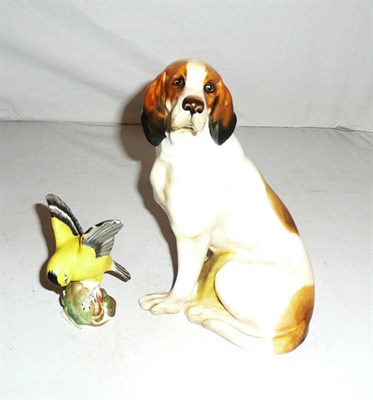 Lot 94 - Doulton figure of seated hound HN231 and a goldfinch