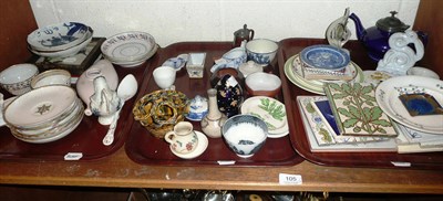 Lot 105 - A Penningtons Liverpool porcelain dolphin ewer, 12cm long; a Worcester porcelain tea bowl, a...