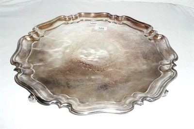 Lot 122 - 18th century style circular tray with engraved interior 62oz