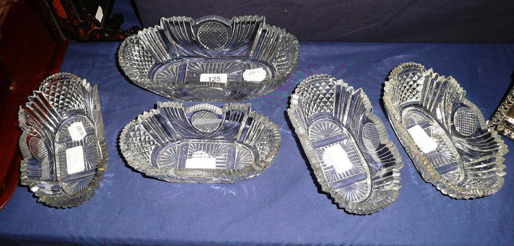 Lot 125 - A set of five cut glass dessert dishes circa 1820, perhaps Irish