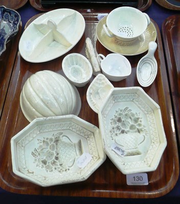 Lot 130 - Five creamware and pottery food moulds, late 18th and 19th century and a small collection of...