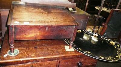Lot 566 - A tole ware oval tray decorated with flowers and a writing slope