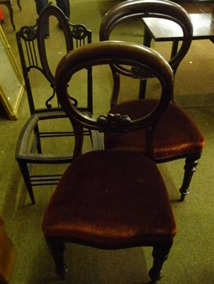 Lot 571 - A bedroom chair and a pair of Victorian hall chairs