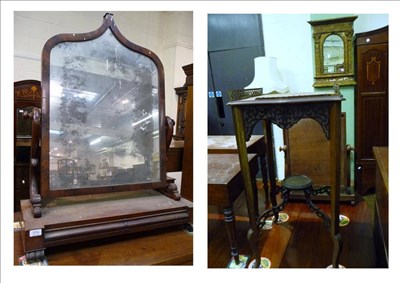 Lot 574 - Victorian mahogany dressing table mirror and an Edwardian mahogany occasional table
