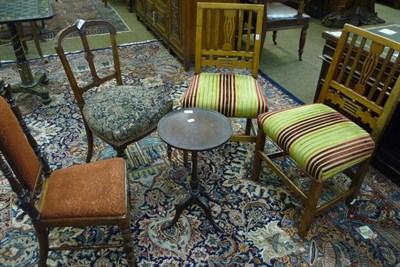 Lot 602 - Mahogany wine table, Victorian rosewood side chair, a Victorian walnut salon chair and two...