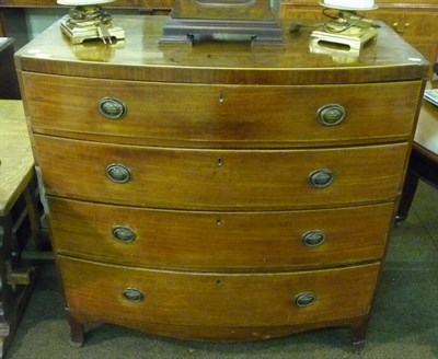 Lot 616 - George III mahogany and boxwood strung bow fronted chest