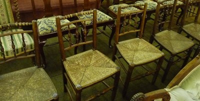 Lot 632 - Set of five rush-seated chairs