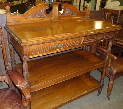 Lot 655 - Late 19th century oak serving table stamped Maple and Co