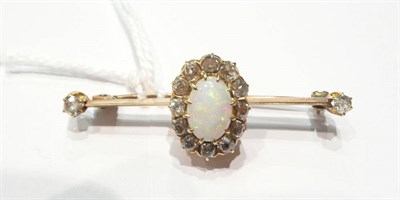 Lot 3 - An opal and diamond bar brooch