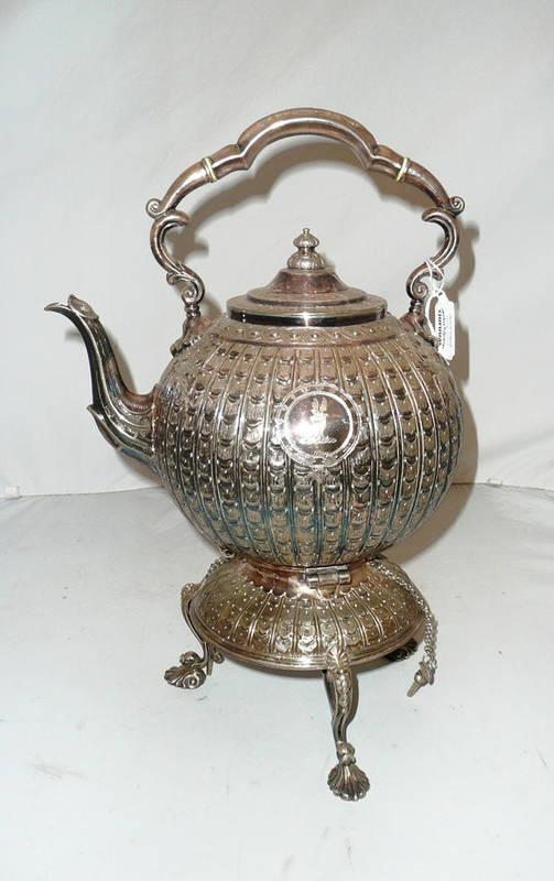 Lot 47 - Silver plated sprit kettle on stand