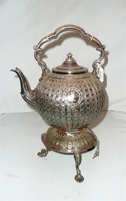 Lot 47 - Silver plated sprit kettle on stand