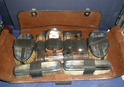 Lot 65 - Silver-topped gents dressing set