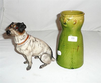 Lot 69 - A Continental figure of a seated dog and a Continental jug