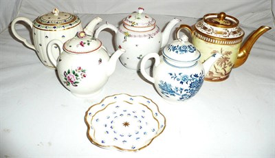 Lot 77 - Five 18th century teapots and a drip tray