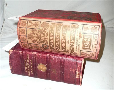 Lot 95 - Two volumes of Debrett for 1921 and 1941