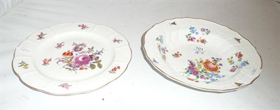 Lot 101 - A Meissen osier soup bowl and a botanical moulded plate