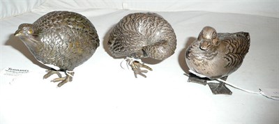 Lot 102 - Set of three Japanese silvered birds