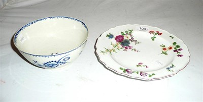 Lot 104 - A Chelsea botanical plate and an 18th century blue and white bowl