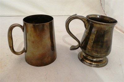 Lot 111 - Georgian Newcastle silver mug and a plated mug