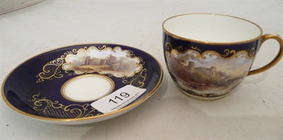 Lot 119 - Royal China works Worcester cabinet cup painted with Barnard Castle