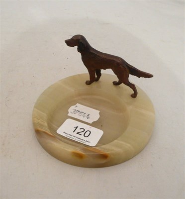 Lot 120 - Onyx ashtray with bronze dog