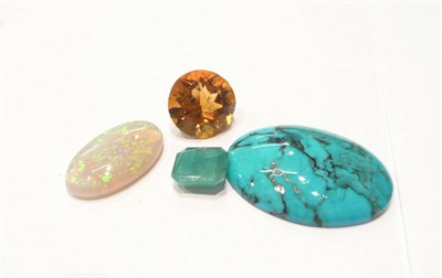 Lot 180 - Assorted loose stones including aquamarine, diamond, cubic zirconia, emerald, opal, citrine,...