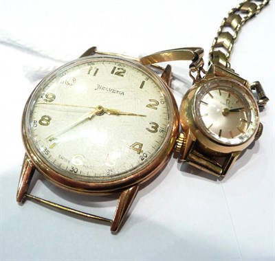 Lot 192 - A lady's gold wristwatch signed 'Omega' and a gents 9ct gold wristwatch