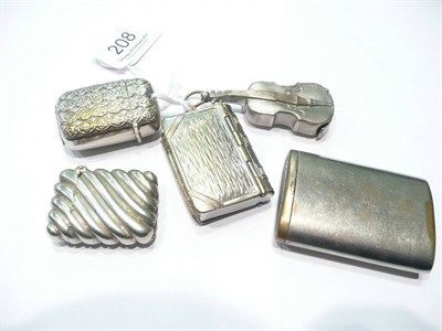 Lot 208 - Five various silver plated vestas