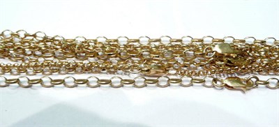 Lot 219 - Five 9ct gold fancy belcher chains