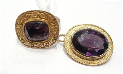 Lot 226 - An amethyst brooch and another adapted to a ring (2)