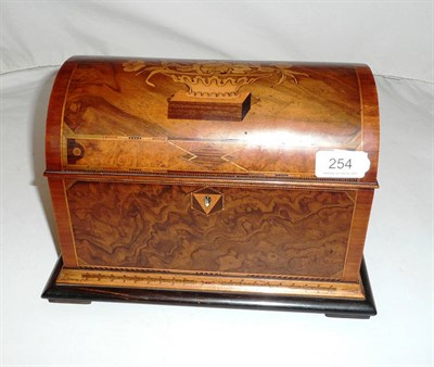 Lot 254 - A Victorian domed top marquetry tea caddy, possibly Killarney