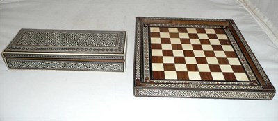 Lot 256 - A micro mosaic chess board and collectors box