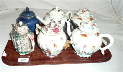 Lot 259 - Six Chinese porcelain teapots