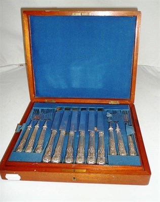 Lot 261 - Cased set of silver-handled knives and forks