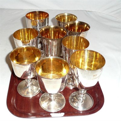 Lot 267 - Nine boxed silver commemorative goblets