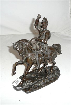 Lot 280 - Bronze group of a Knight on horseback