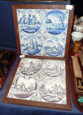 Lot 283 - Two panels of 18th century Delft tiles